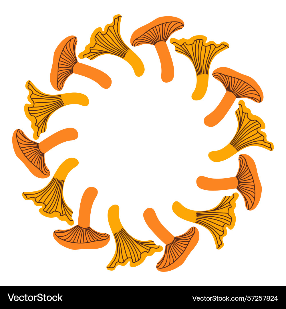Mushroom circle frame round border made of fall Mushroom circle frame round border made of fall Vector Image
