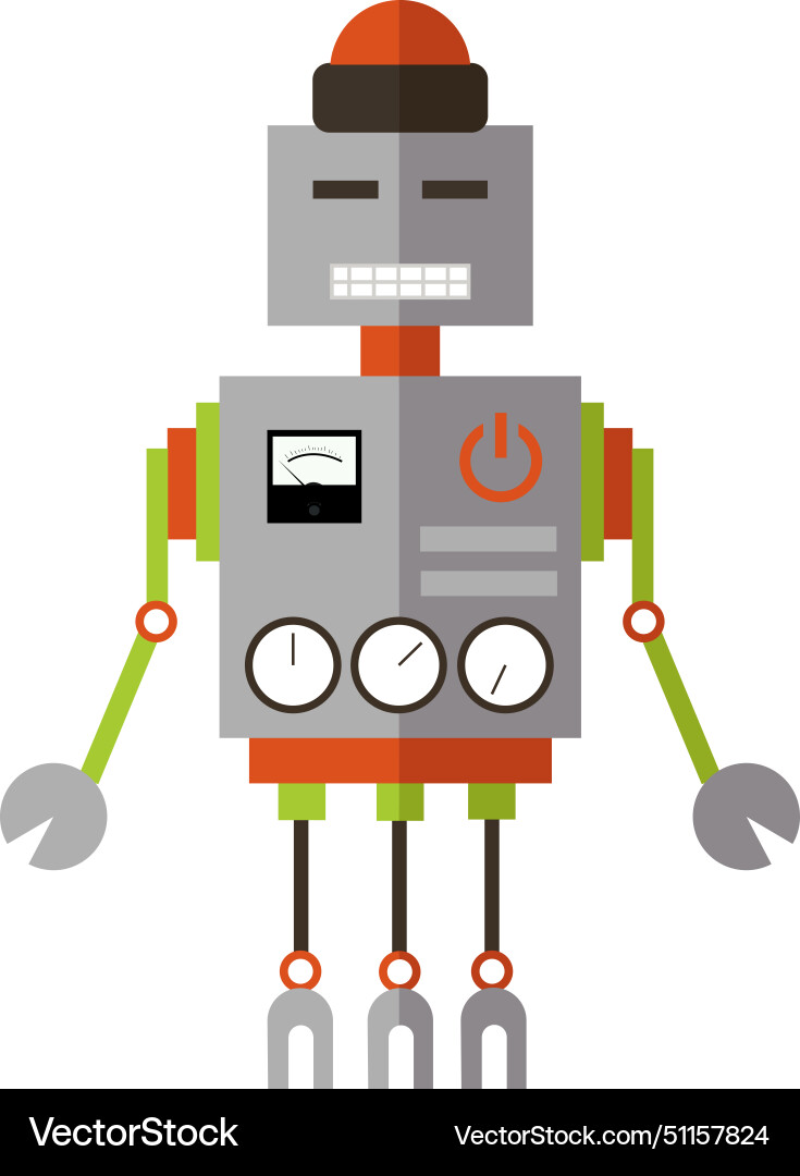 Robot with alarm knob on head icon isolated Vector Image
