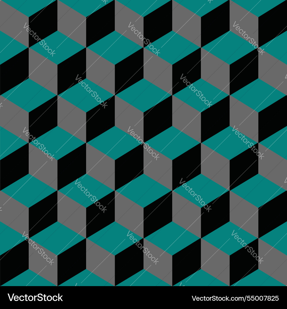 A seamless pattern of stacked 3d cubes in teal Vector Image