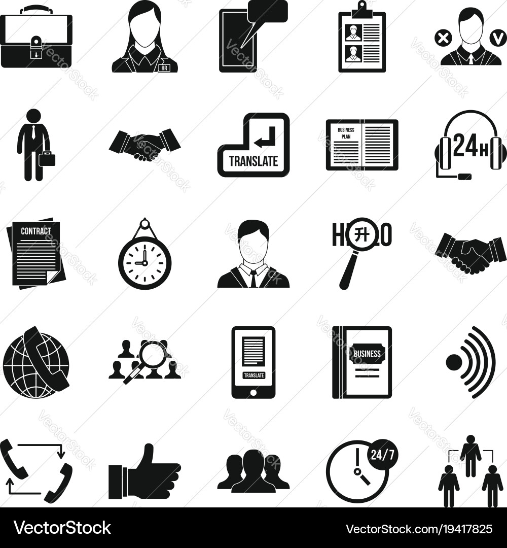 Airing icons set simple style vector image