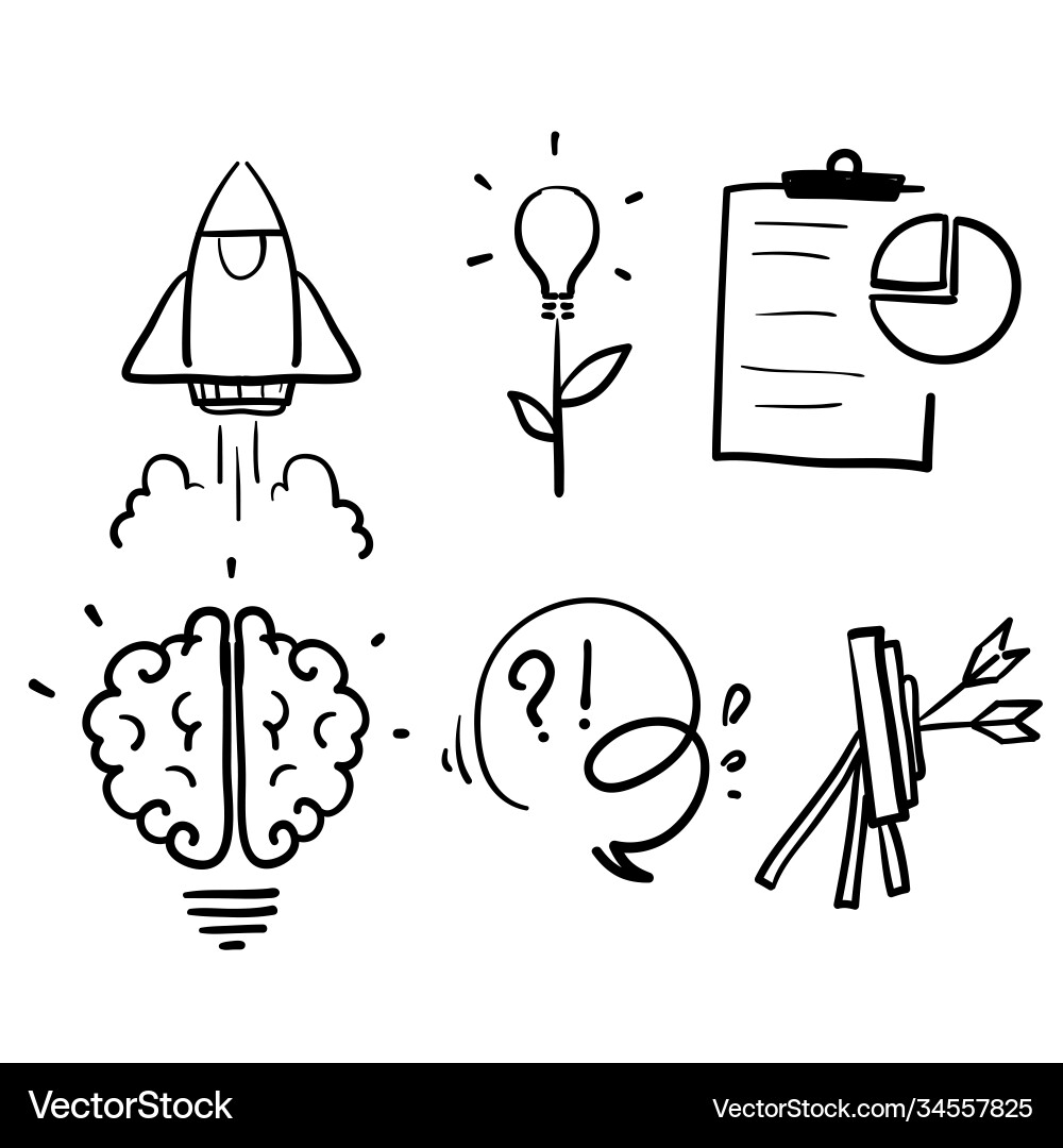 Hand drawn simple set startup related line Hand drawn simple set startup related line vector image