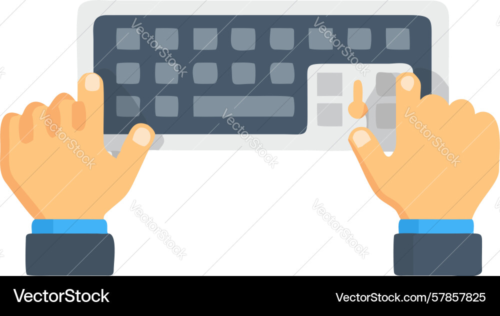 Hands on minimalist keyboard streamlined digital vector image