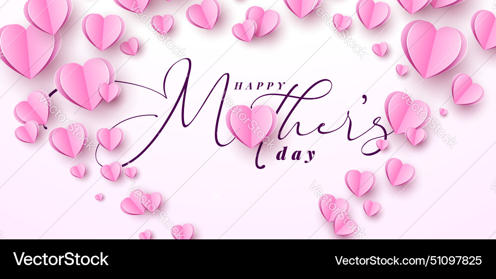 Happy mothers day banner design with flying heart Happy mothers day banner design with flying heart vector image