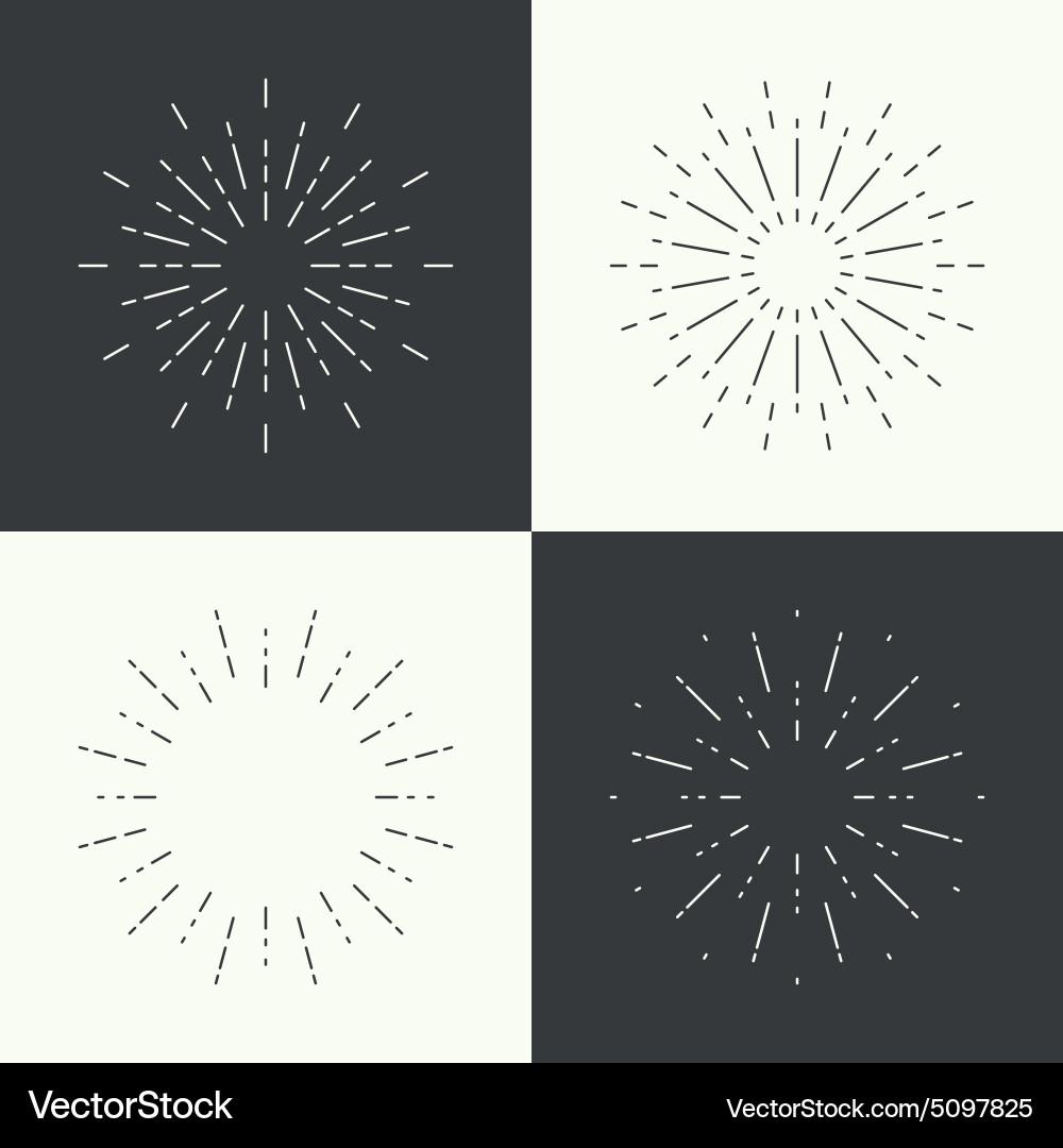 Retro Radial Sunburst Collection Vector Image