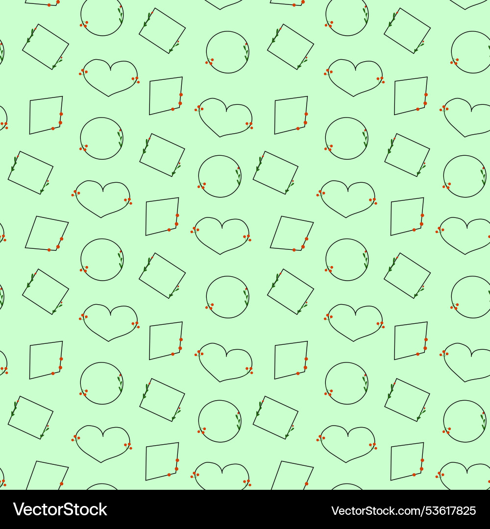Seamless pattern features frames with leaves vector image