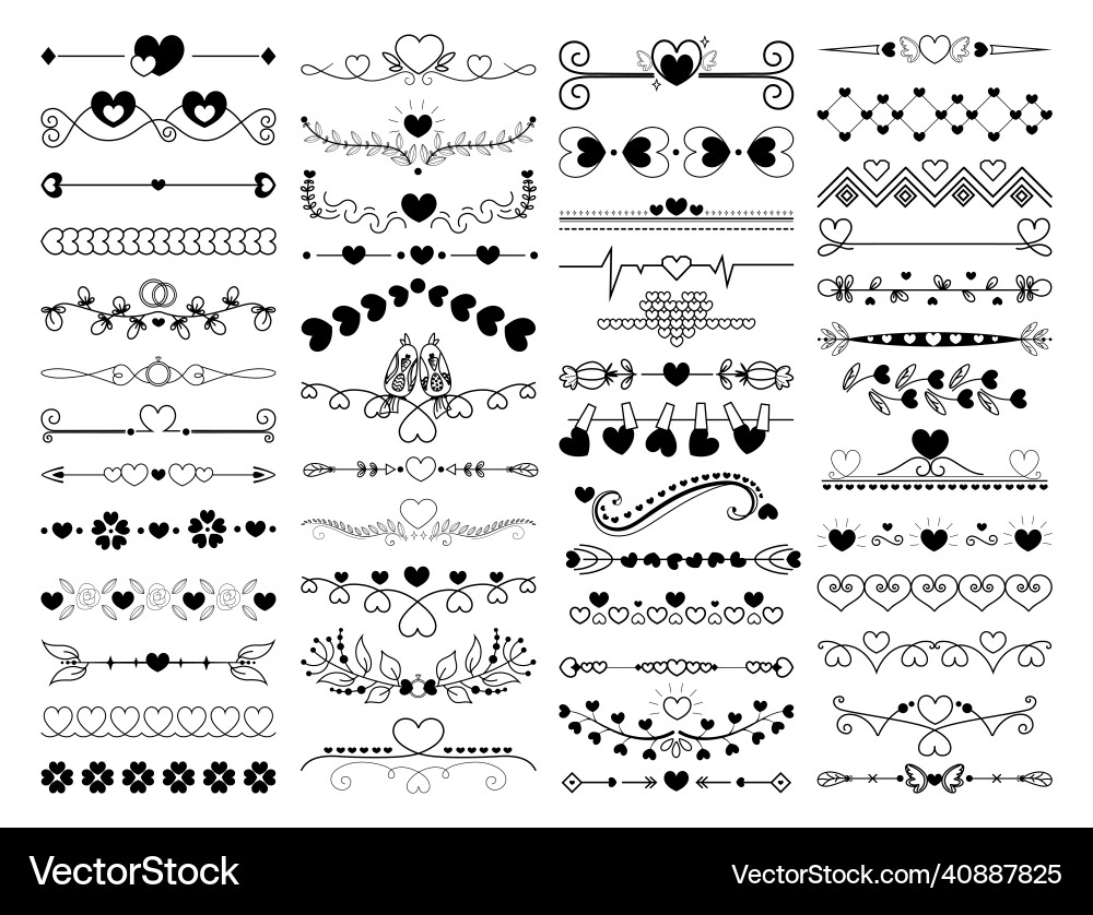 Set of vignettes with hearts Vector Image