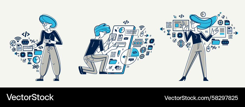 Software Engineer Working on Code Vector Image