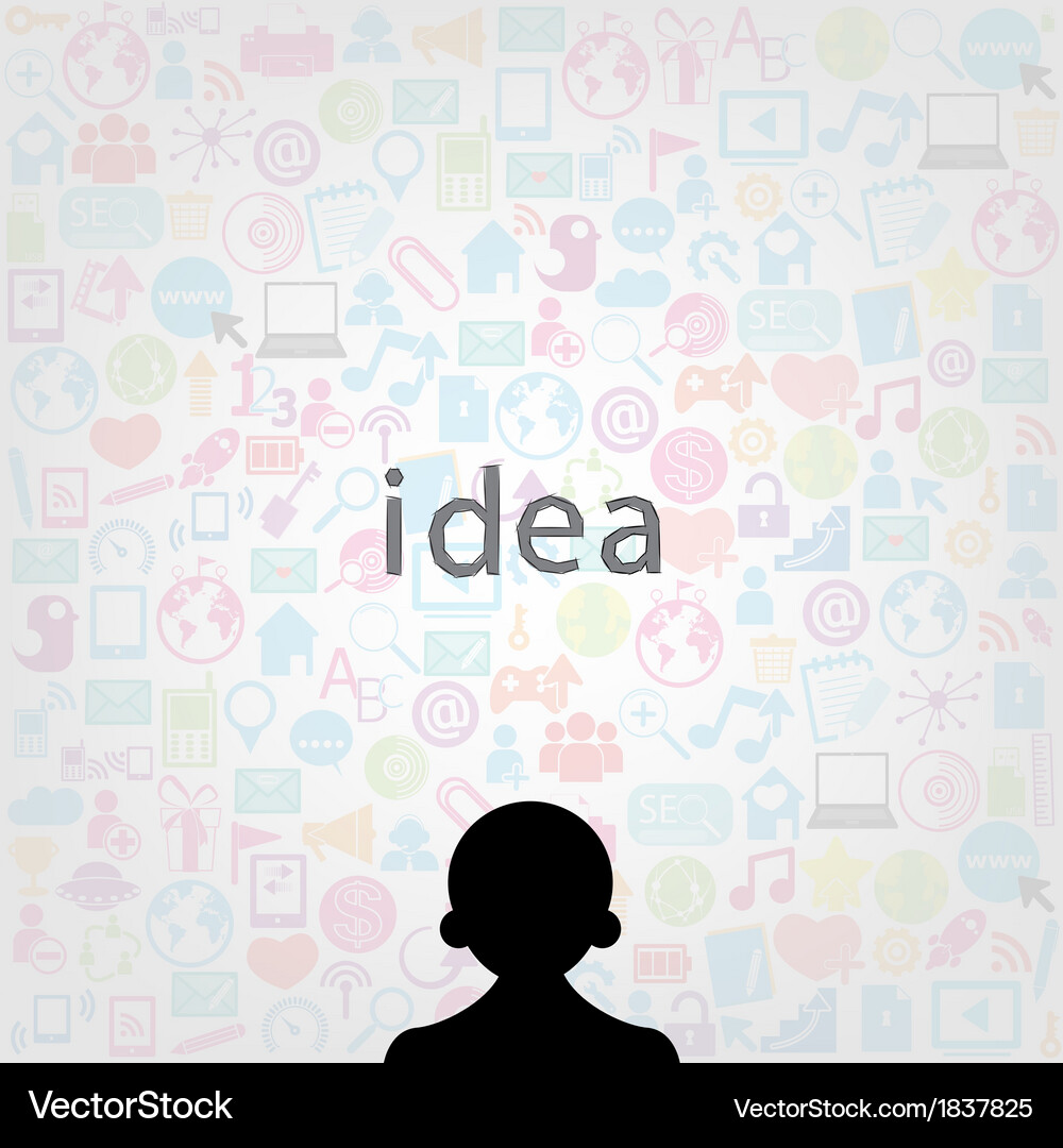 Template design with idea social network icons Vector Image