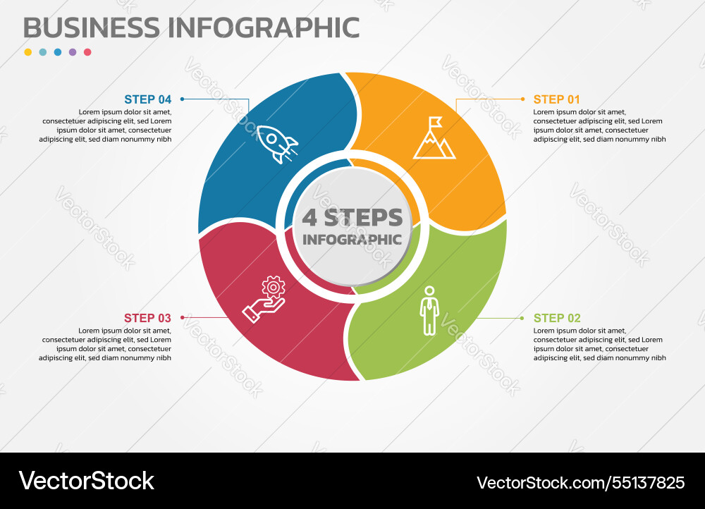 Visual data presentation cycle diagram with 4 Visual data presentation cycle diagram with 4 vector image