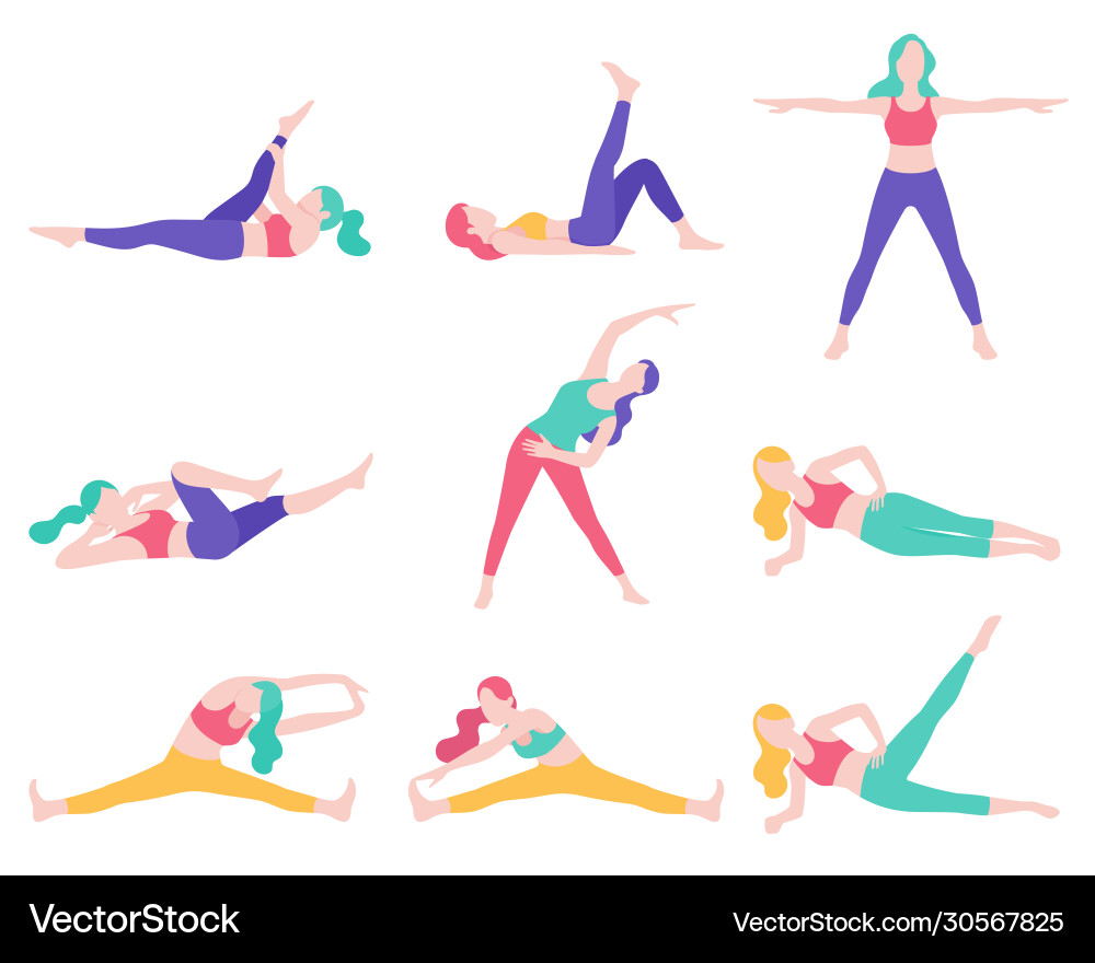 Women's Fitness & Exercise Poses Vector Image