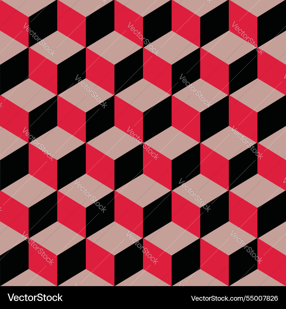 A seamless pattern of stacked 3d cubes in red Vector Image