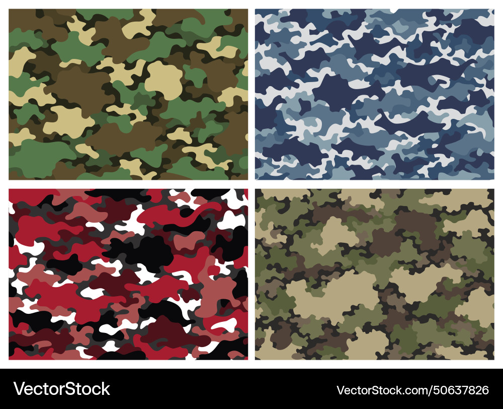 Camouflage texture seamless patterns set abstract Camouflage texture seamless patterns set abstract vector image