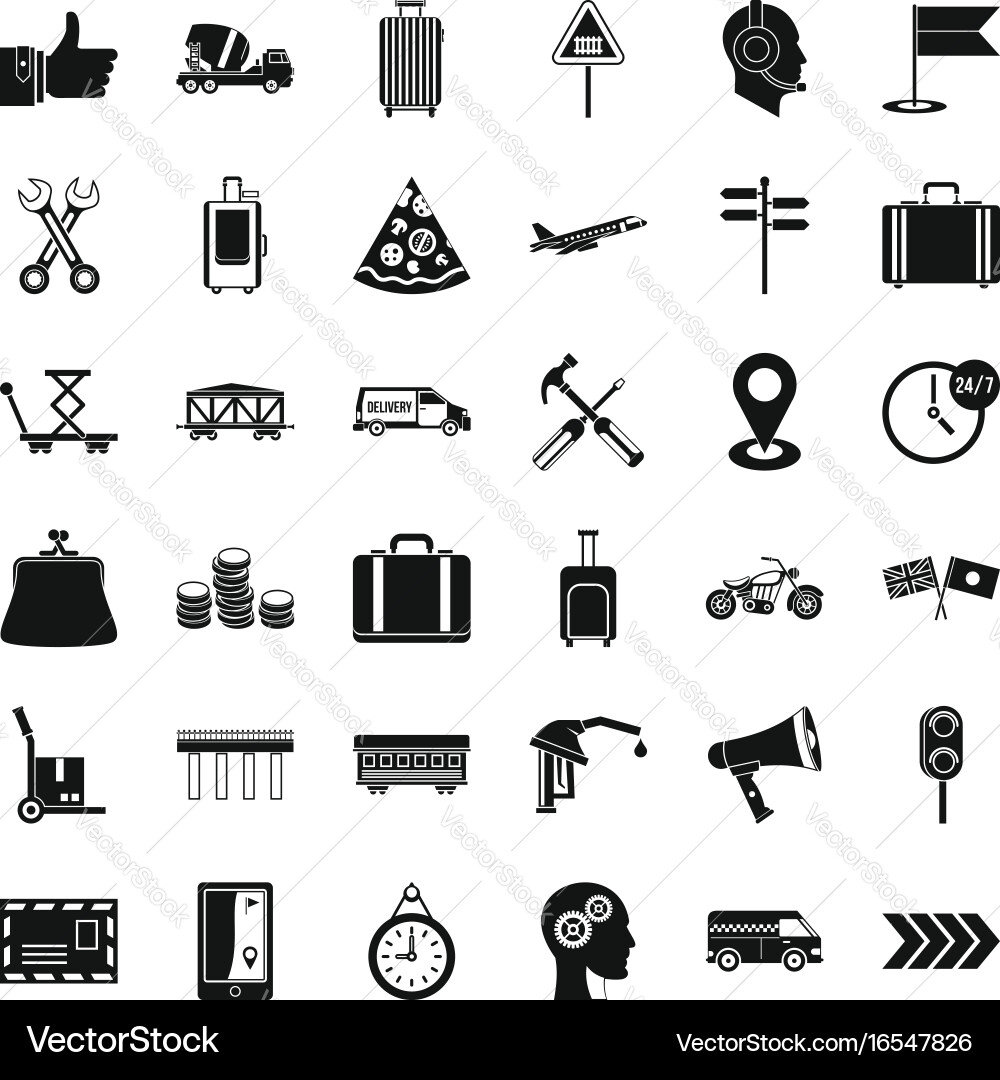 Container delivery icons set simple style Vector Image