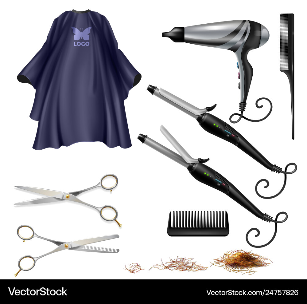 Haircutter professional tools realistic set Haircutter professional tools realistic set vector image