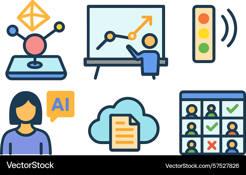 Learning about artificial intelligence concepts Learning about artificial intelligence concepts vector image