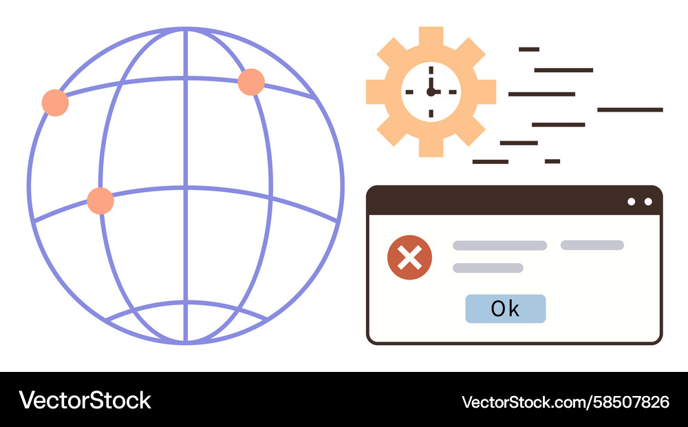 Network Timeout & Error Concept Vector Image