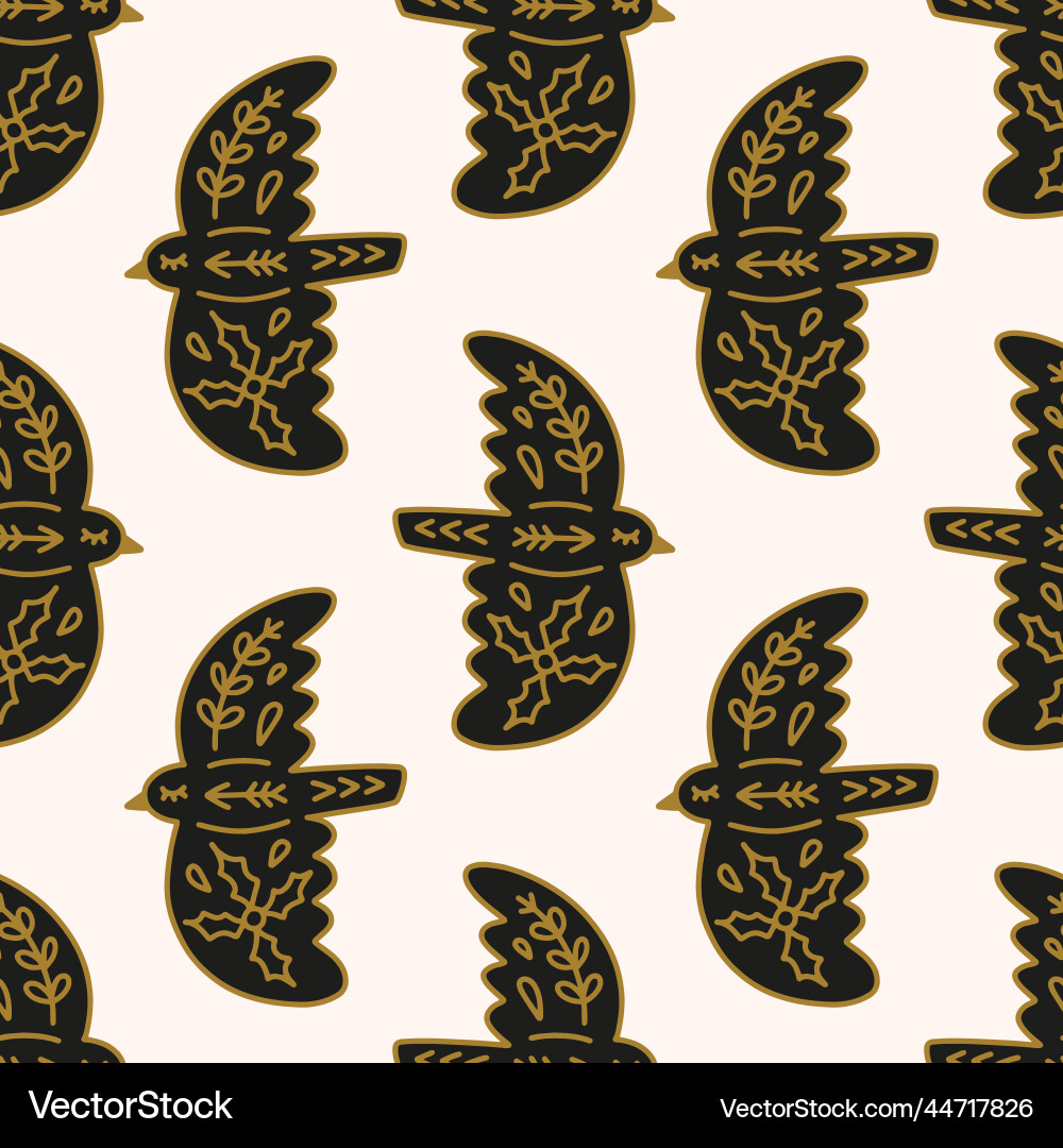 Scandinavian Birds Pattern Vector Image
