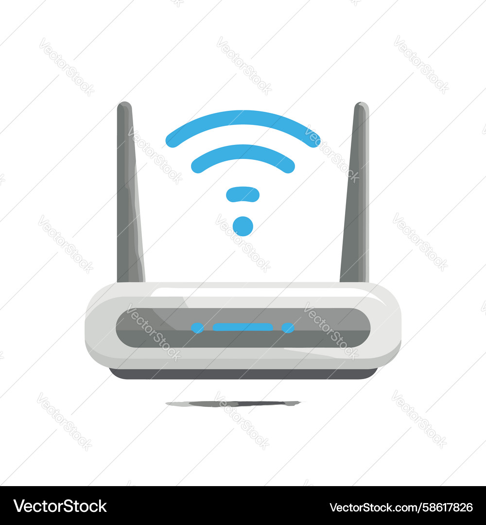 Wireless router with signal waves indicating Vector Image