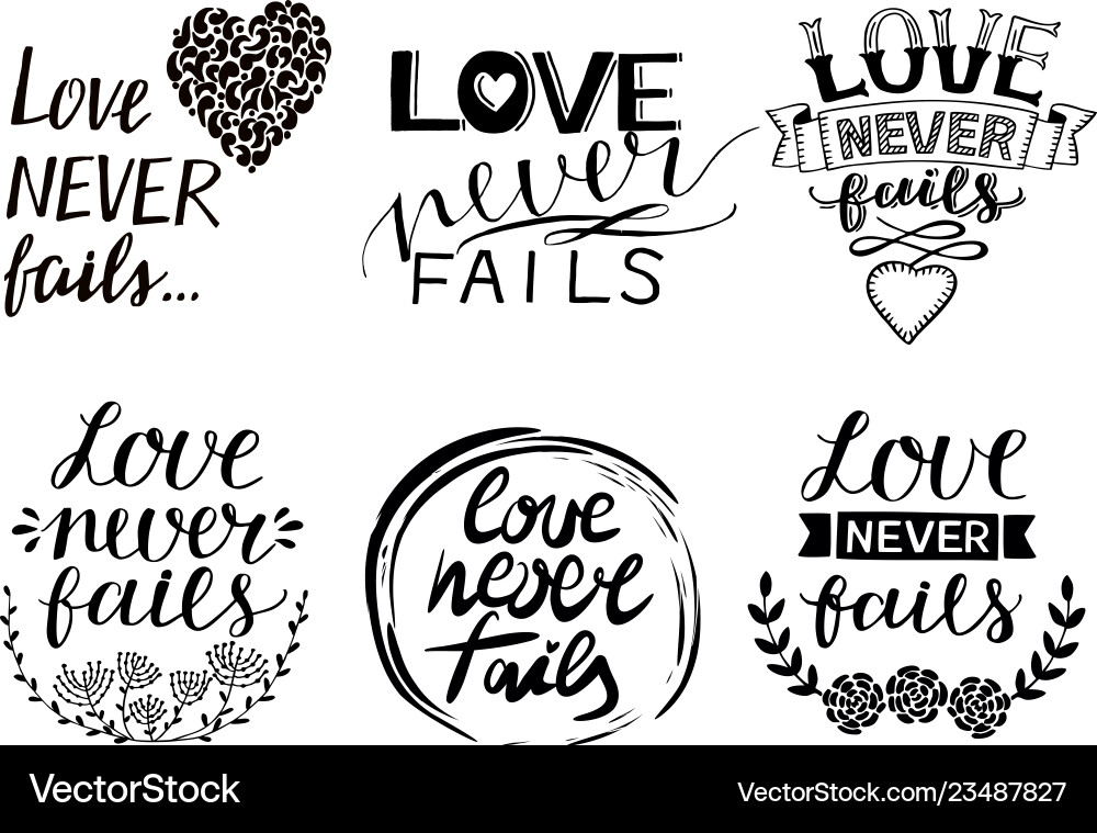 Love Never Fails - Scripture Quotes Vector Image
