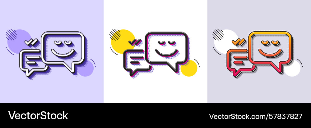 Message speech bubbles with smile line icon Vector Image