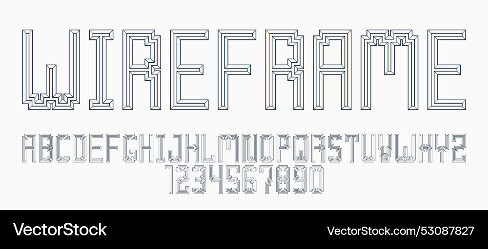 Minimal geometric cyberpunk font with facet Minimal geometric cyberpunk font with facet vector image