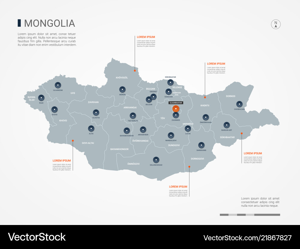 Mongolia Map - Geographic Overview vector image