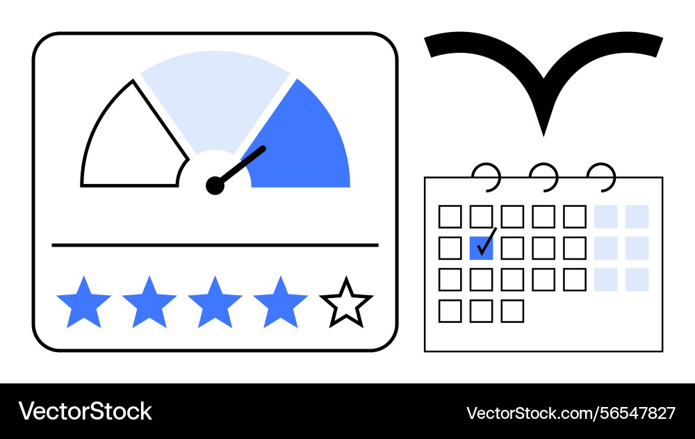 Performance review with rating scale calendar Performance review with rating scale calendar vector image
