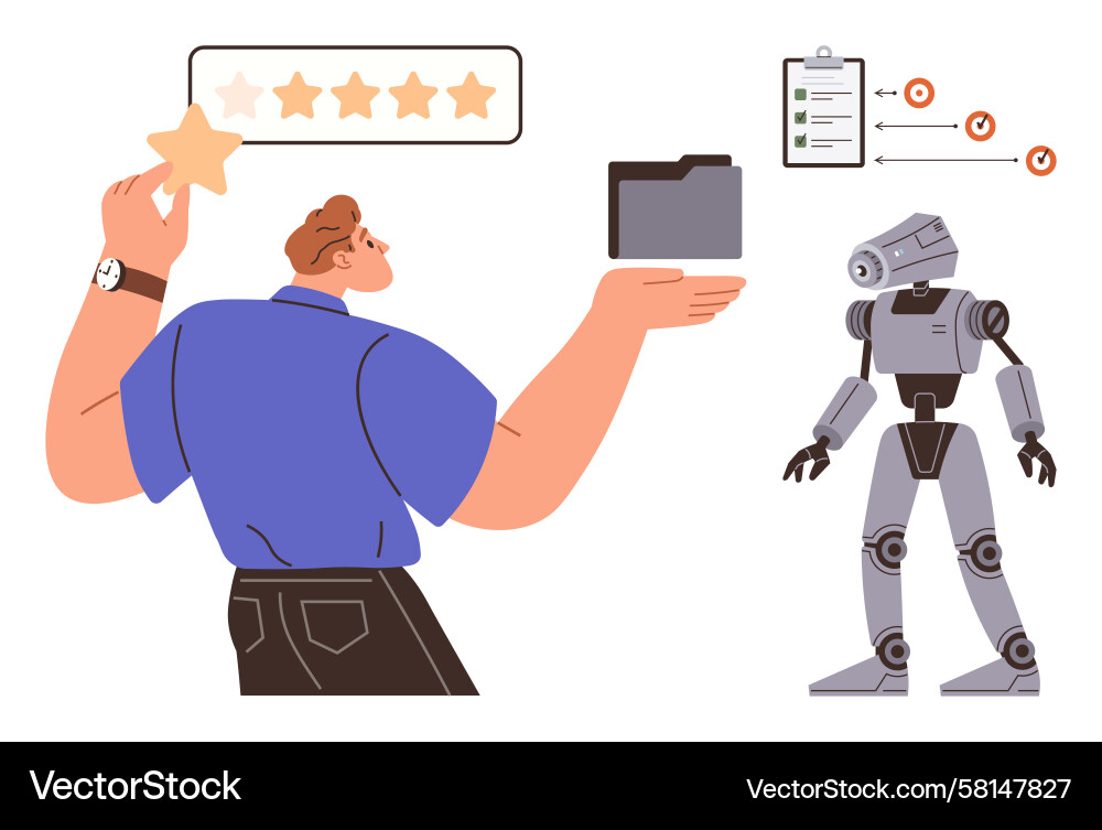 Performance Review with Robot Vector Image