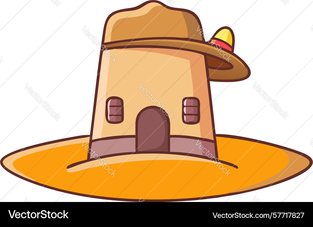 Whimsical building with hat friendly structure Vector Image