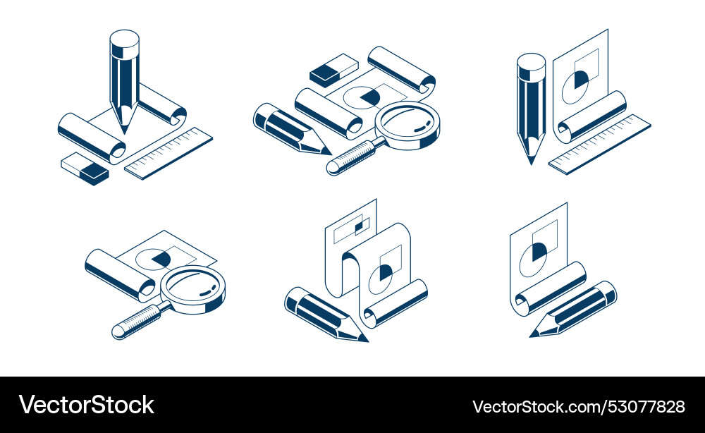 Engineering project concept set paper document Engineering project concept set paper document vector image