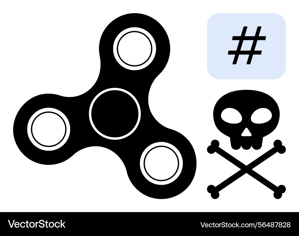 Fidget spinner with skull-and-bones and metadata Fidget spinner with skull-and-bones and metadata vector image