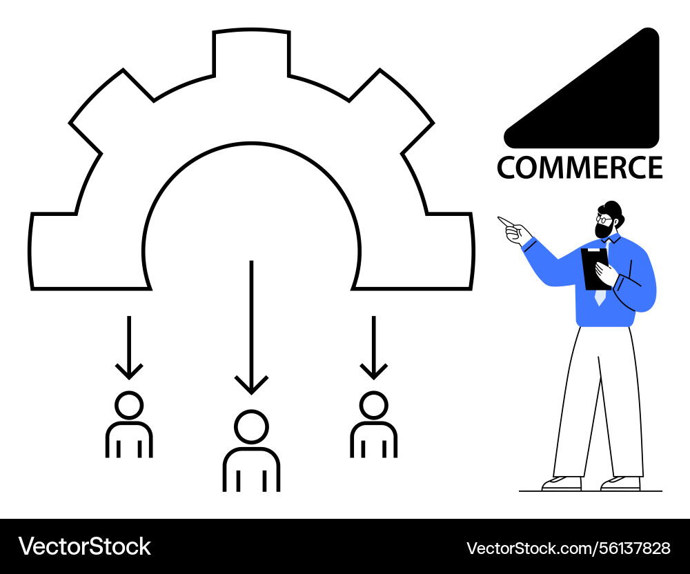 Gear structure directing workflow distribution Gear structure directing workflow distribution vector image