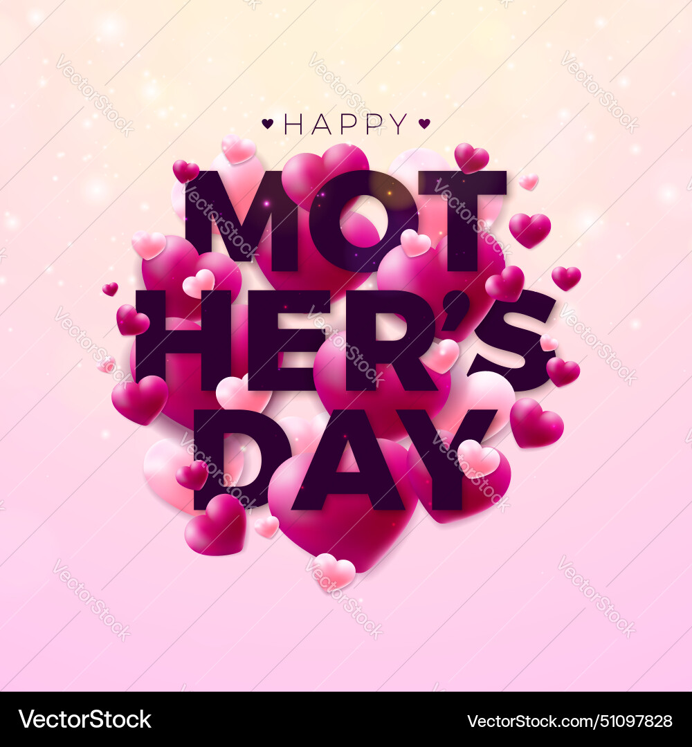 Happy mothers day with hearts Royalty Free Vector Image