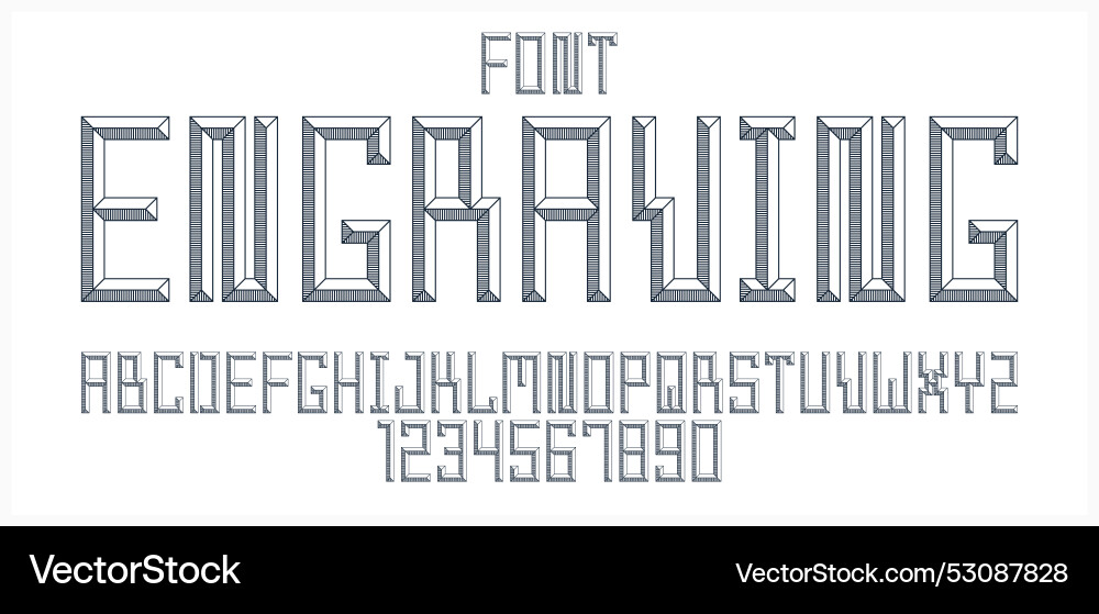 Minimal geometric cyberpunk font with facet Minimal geometric cyberpunk font with facet vector image