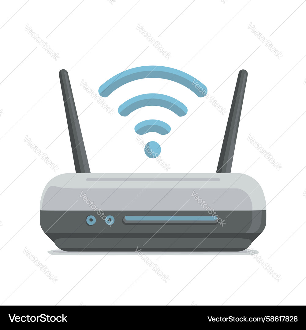 Wireless router with signal waves indicating Vector Image