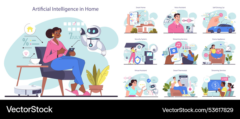 Artificial intelligence technologies set smart Artificial intelligence technologies set smart vector image