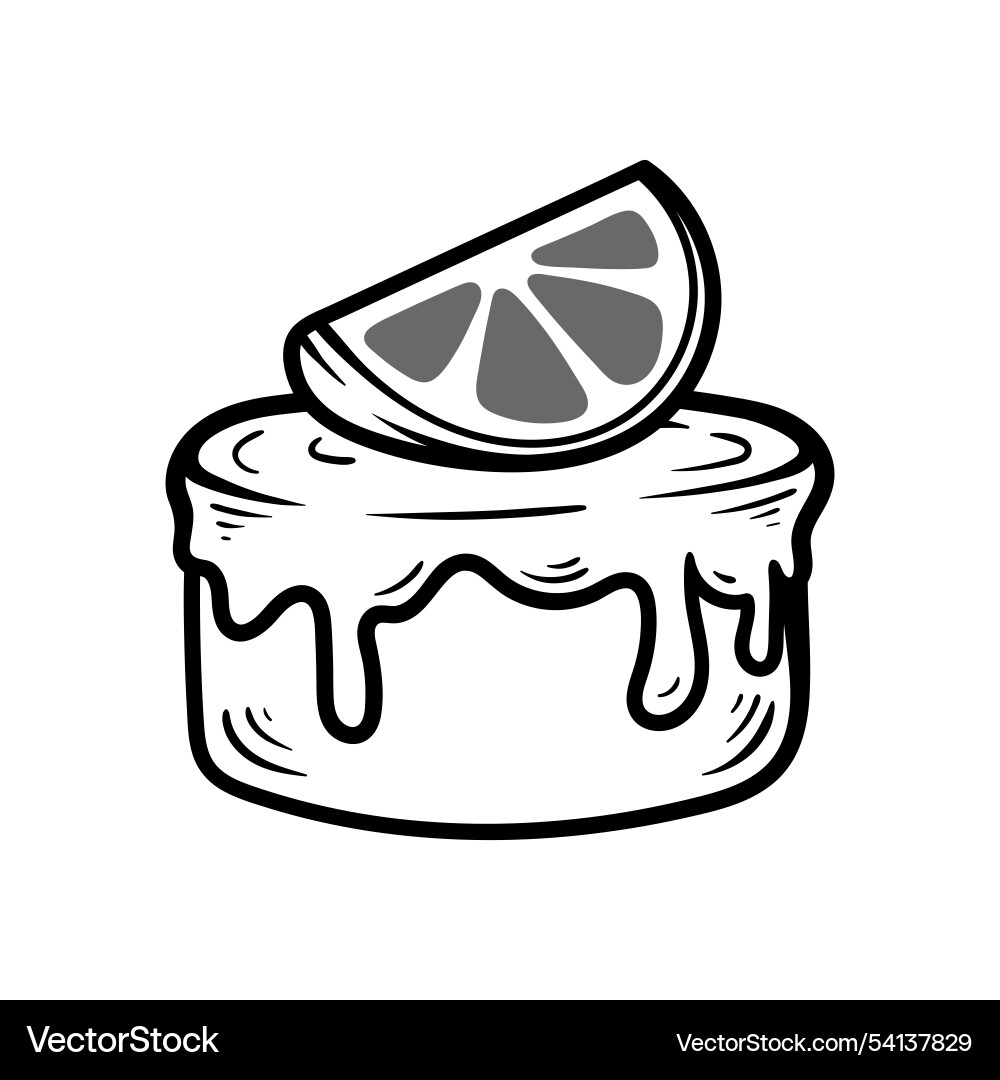 Orange cake isolated drawing coloring line art Orange cake isolated drawing coloring line art vector image