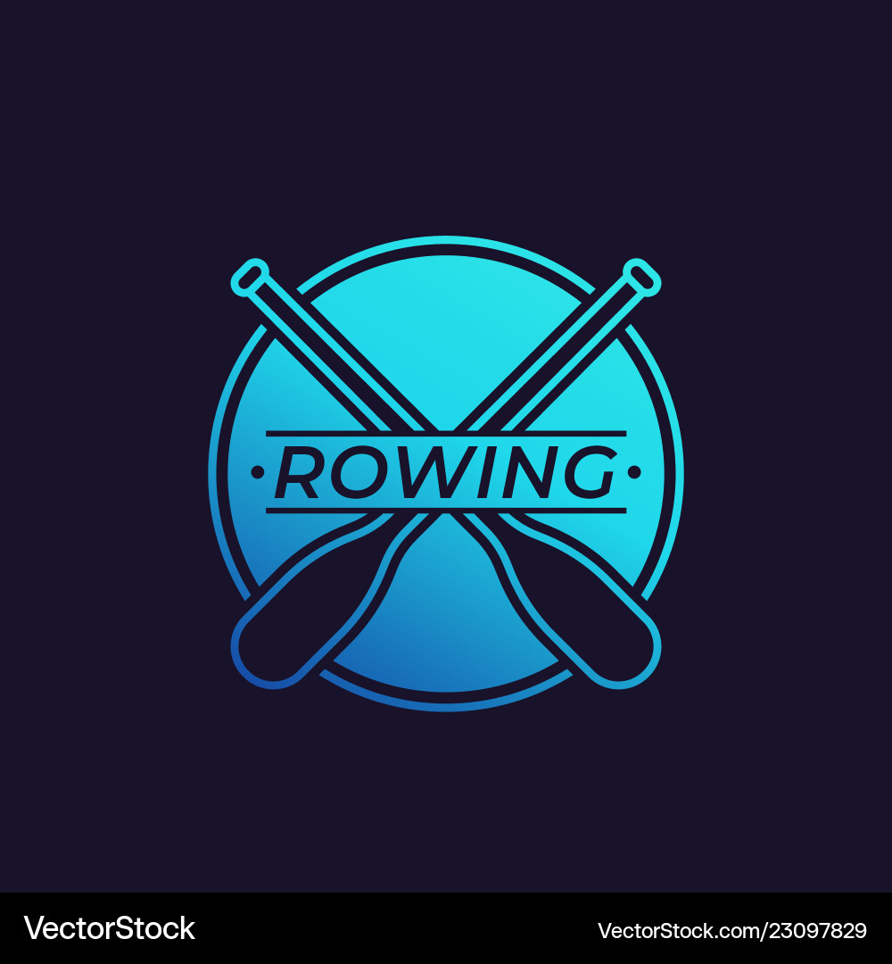 Rowing logo with oars paddles vector image