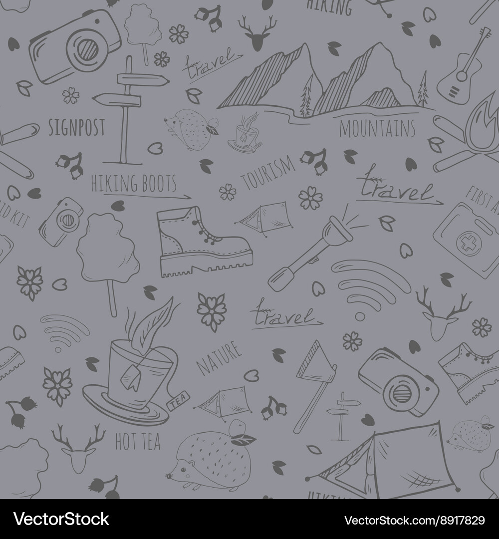Seamless pattern with camping elements Vector Image