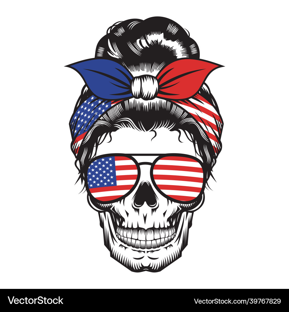 Skull mom usa headband america design on white Skull mom usa headband america design on white vector image