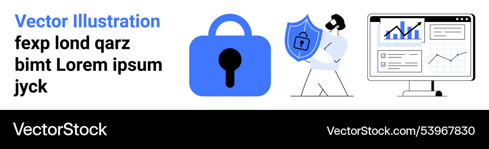 Cybersecurity overview with lock image shield Vector Image