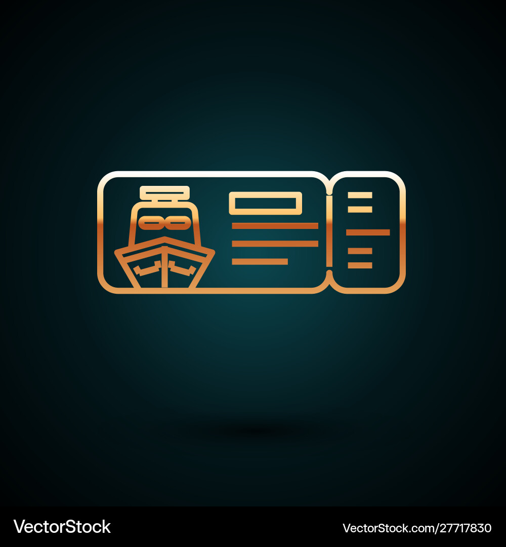 Gold line cruise ticket for traveling ship icon Gold line cruise ticket for traveling ship icon vector image