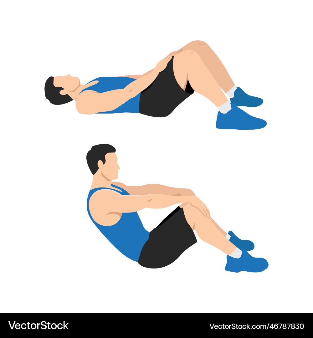 Man Performing Modified Crunches vector image