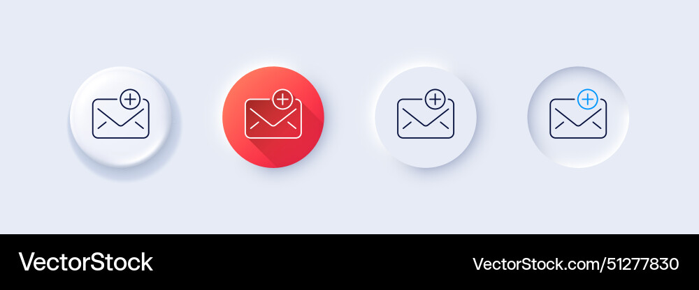 New mail line icon add message correspondence vector image