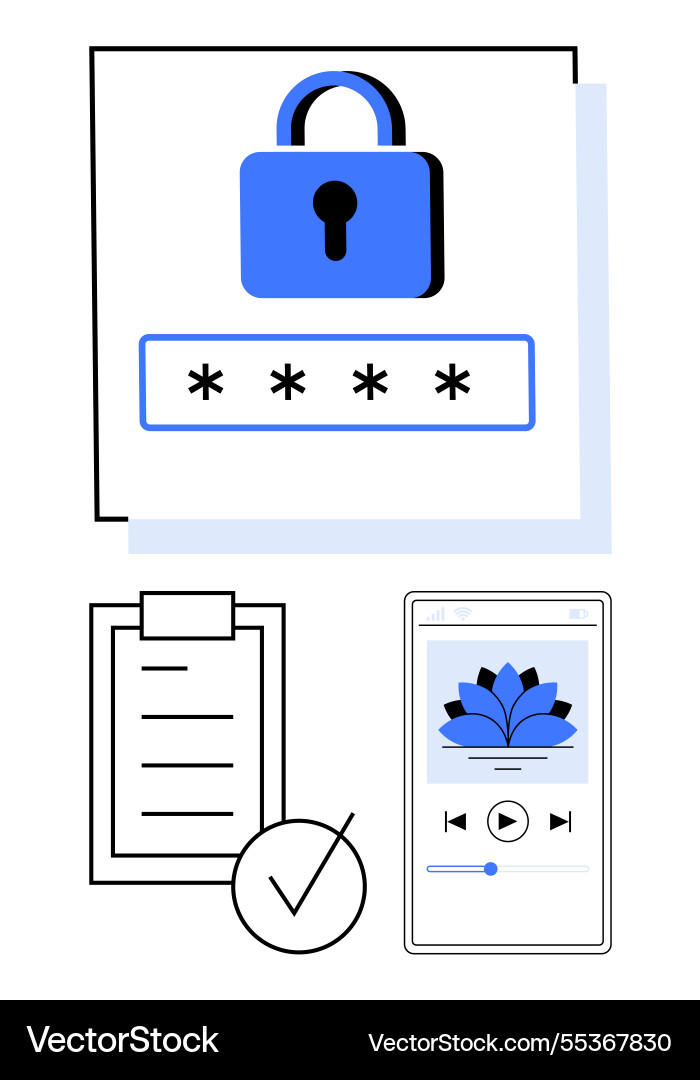 Secure access with password task management Vector Image