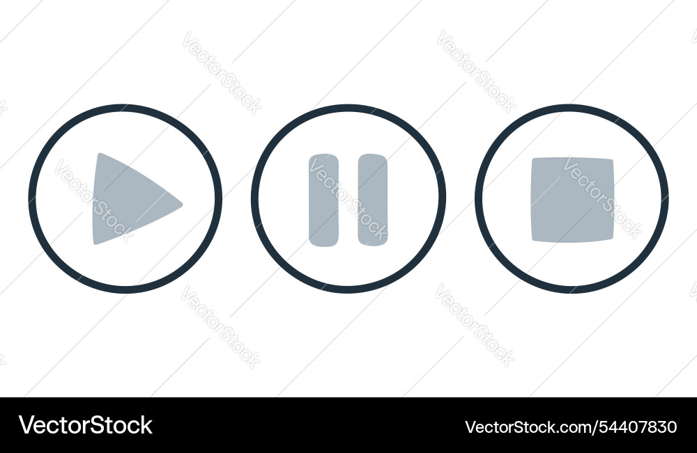 Simple play pause and stop buttons icon perfect vector image