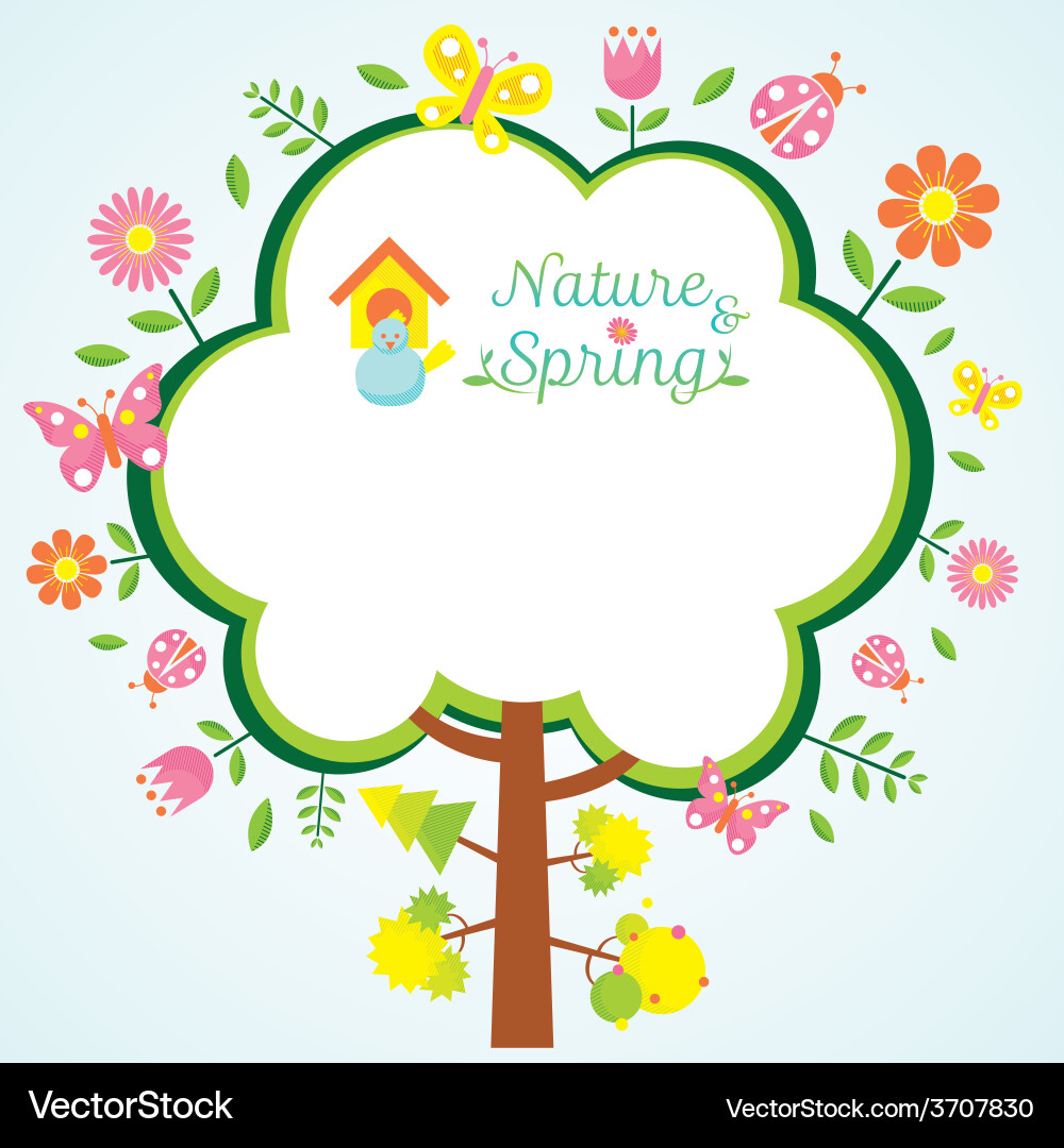 Spring Tree Frame Icons vector image