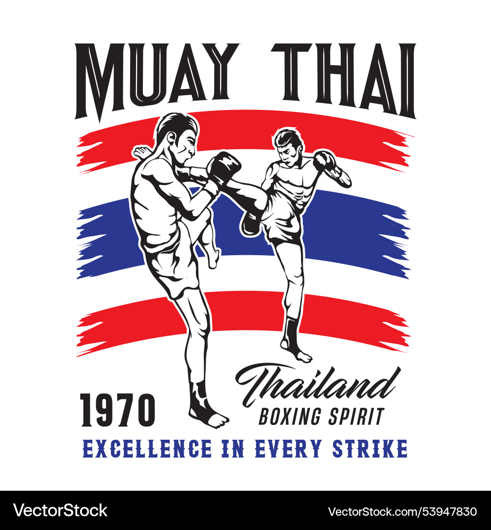 Thai Boxen Kampfkunst Thai Boxen Kampfkunst vektorbild