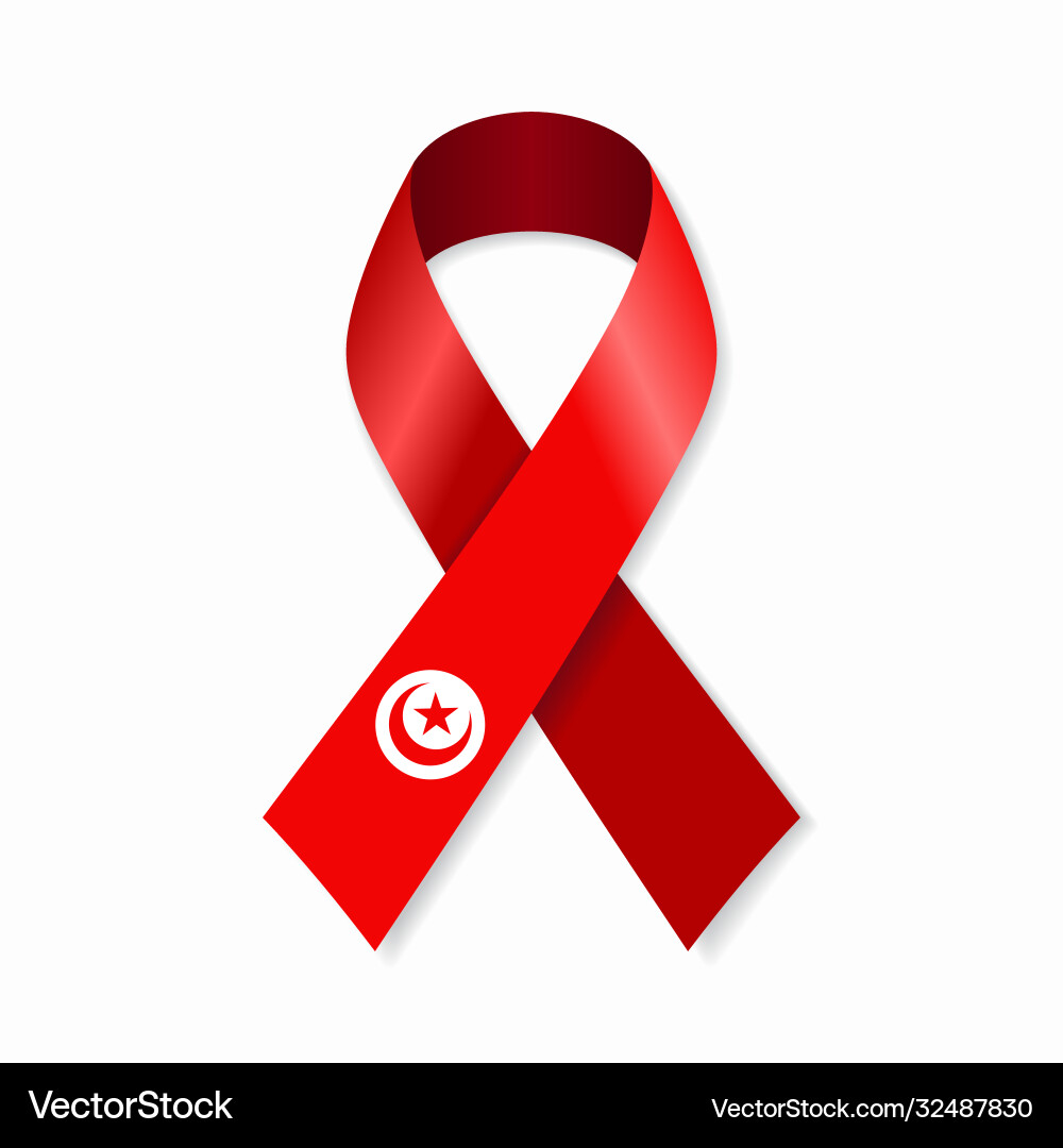 Tunisian Flag Stripe Ribbon Vector Image