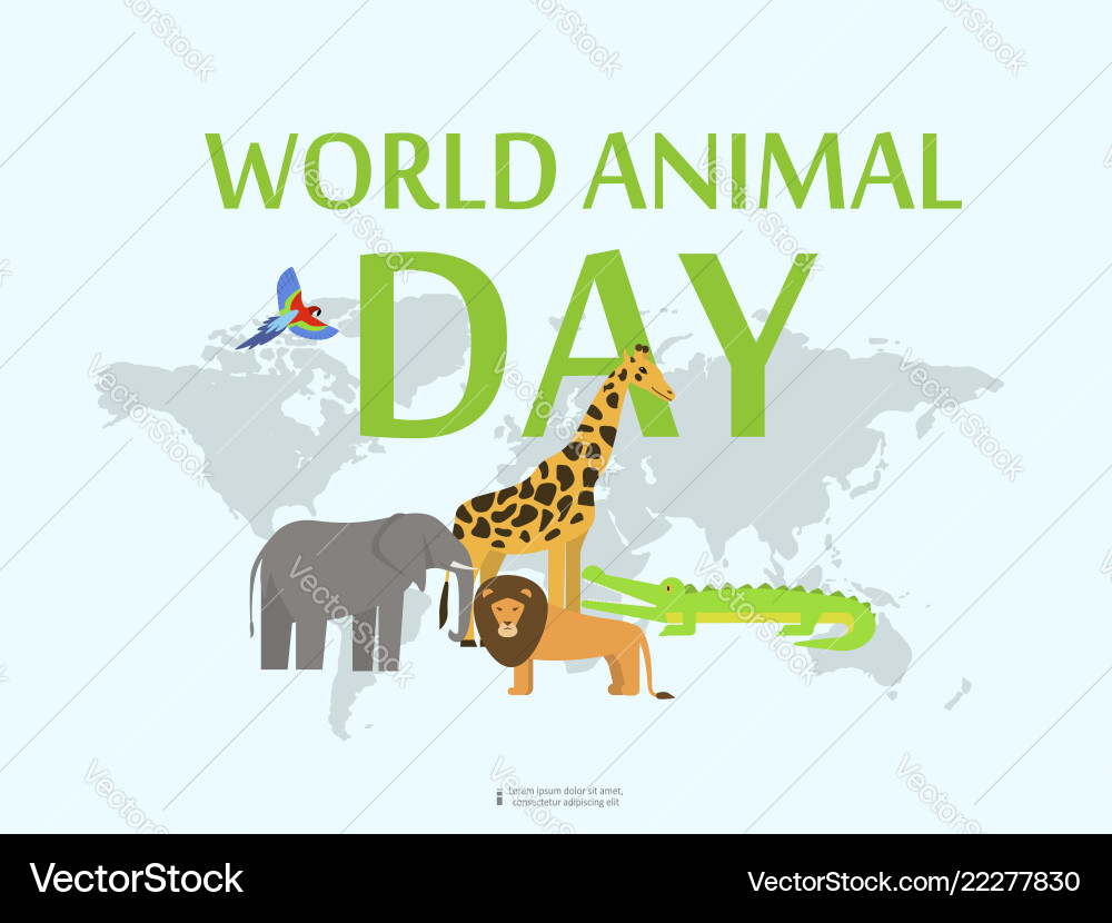 World animal day concept background flat style World animal day concept background flat style vector image
